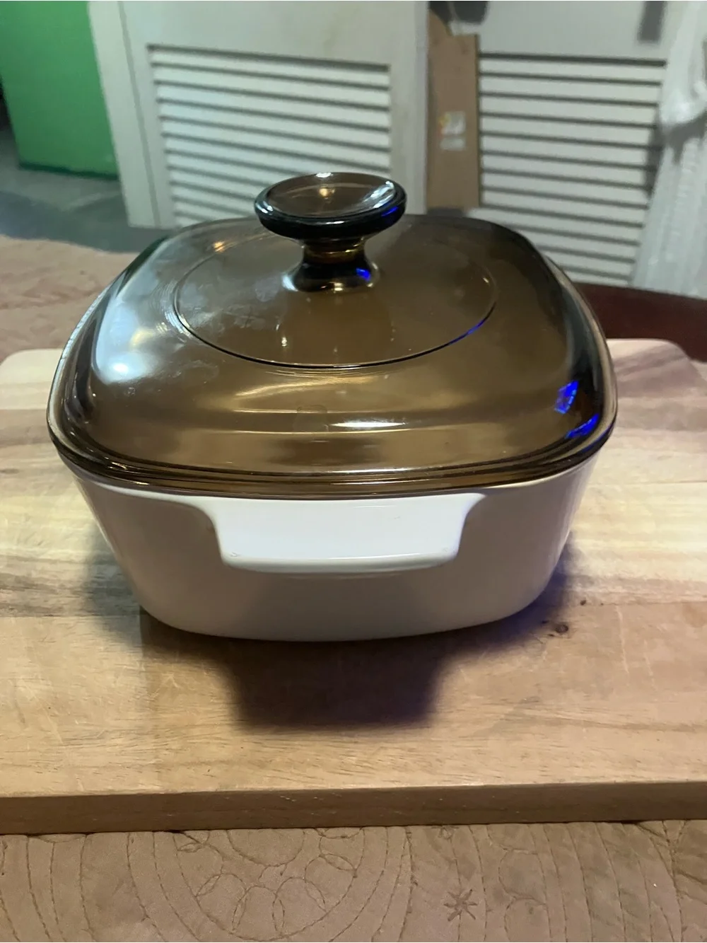 Vintage Corningware Abundance Pattern Casserole Dish With Amber Pyrex Lid